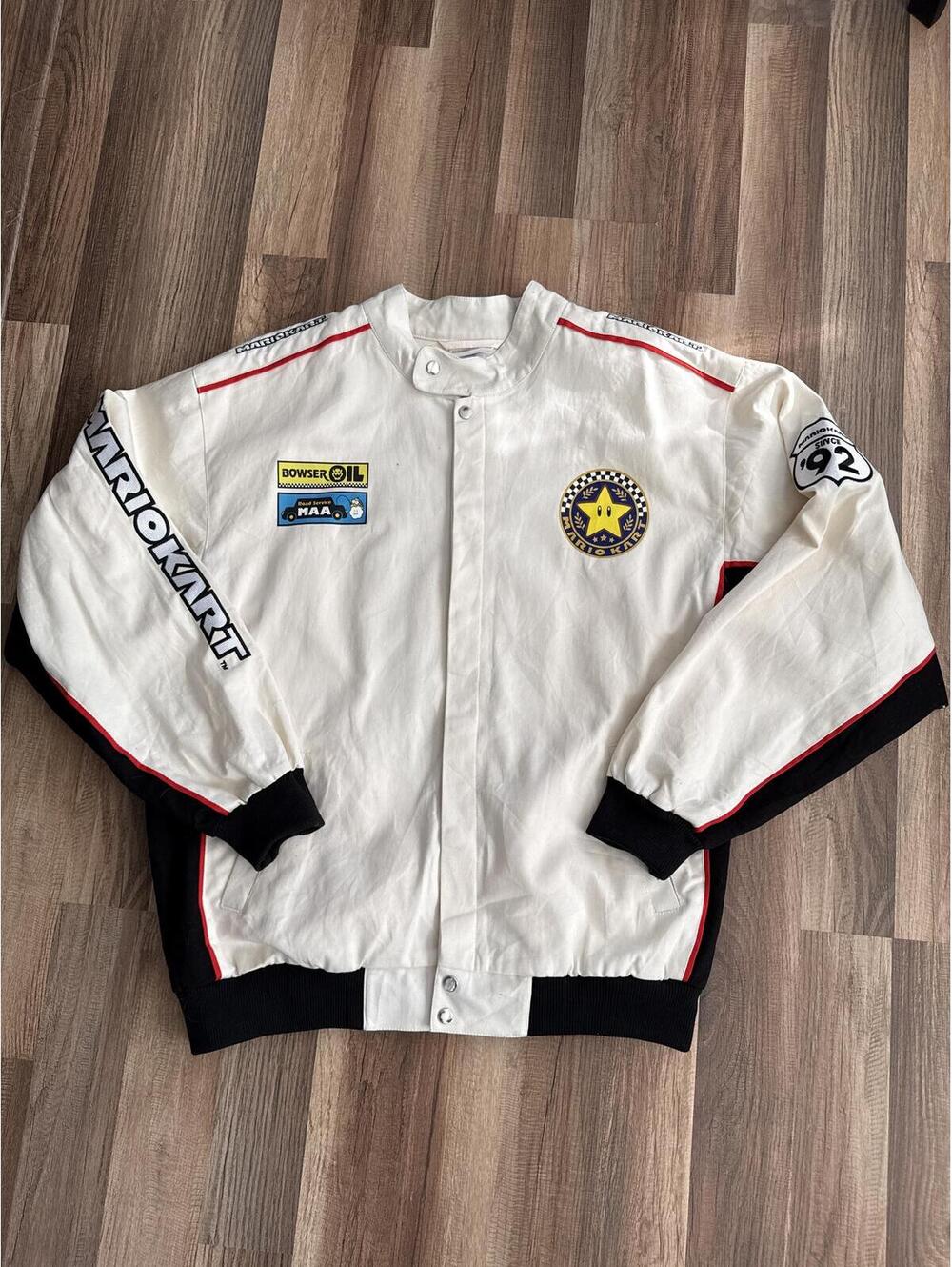 NWT Mario Kart Racing Jacket XL Nintendo Motorsports Bomber White